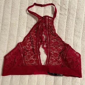 Red Lace Victoria’s Secret Halter Top unlined lingerie bra